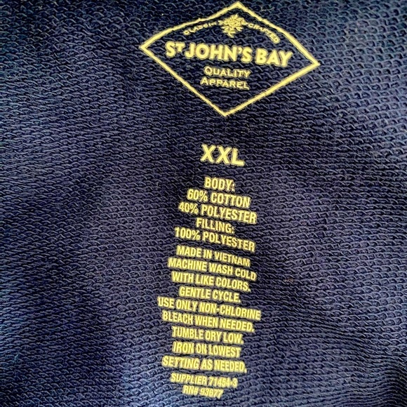 St. Johns Bay Blue 1/4 Zip Mock Neck Long Sleeve Fleece Sweatshirt NWT Size XXL - Picture 4 of 5